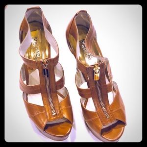 Michael Kors sandals camel color leather high heel